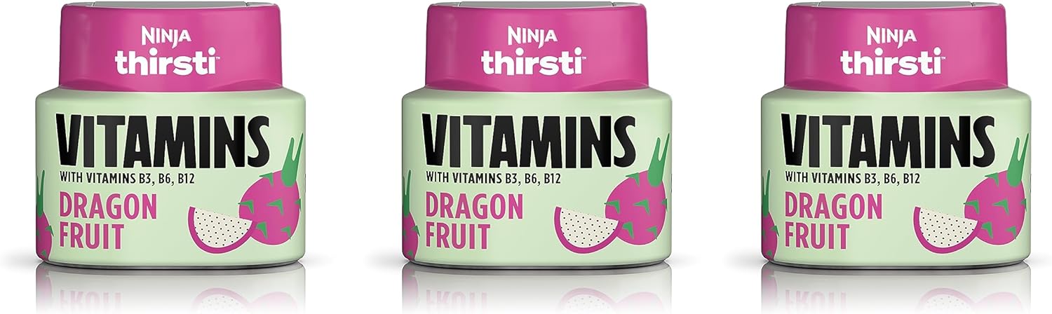 Ninja Thirsti Flavored Water Drops, VITAMINS With Vitamins B3, B6, B12, Dragon Fruit, 3 Pack, Zero Calories, Zero Sugar, 2.23 Fl Oz, Makes 17, 12oz Drinks, WCFDGFTAM