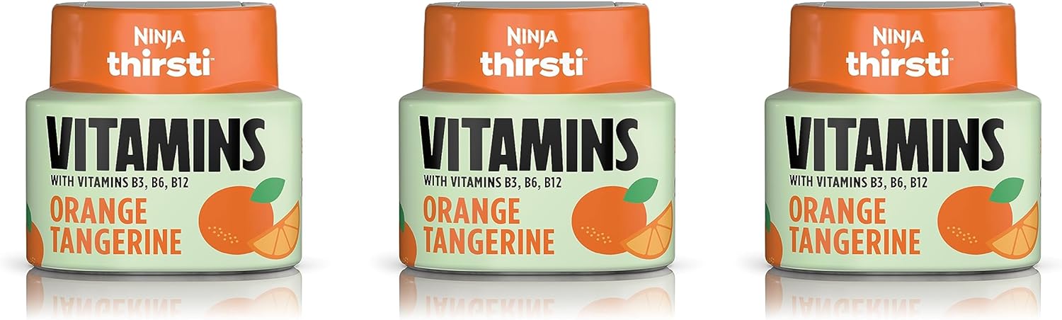 Ninja Thirsti Flavored Water Drops, VITAMINS With Vitamins B3, B6, B12, Orange Tangerine, 3 Pack, Zero Calories, Zero Sugar, 2.23 Fl Oz, Makes 17, 12oz Drinks, WCFOTNGAM