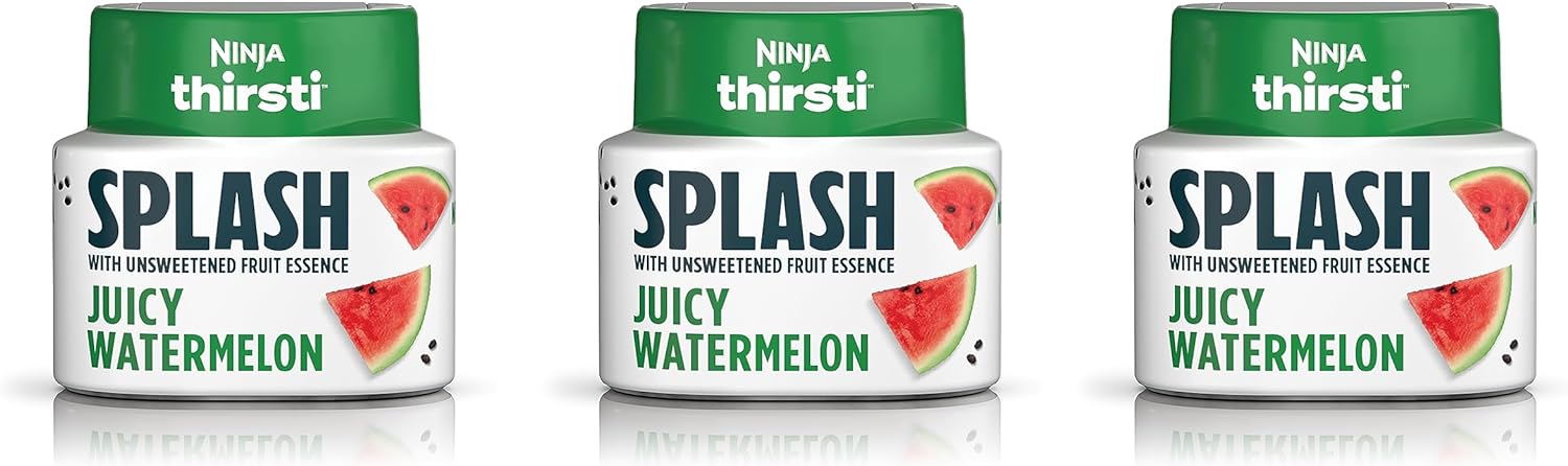 Ninja Thirsti Flavored Water Drops, SPLASH With Unsweetened Fruit Essence, Juicy Watermelon,Zero Calories, Zero Sugar, Zero Sweeteners, 2.23 Fl Oz, (Pack of 3), Makes 20, 12oz Drinks, WCFWTMLAM