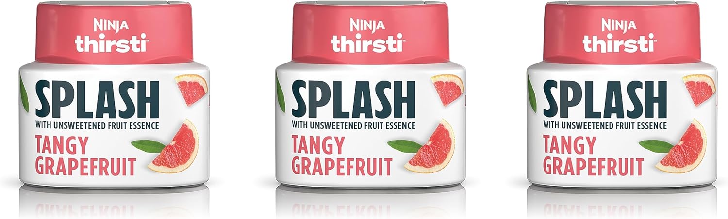 Ninja Thirsti Flavored Water Drops, SPLASH With Unsweetened Fruit Essence, Tangy Grapefruit, Zero Calories, Zero Sugar, Zero Sweeteners, 2.23 Fl Oz, Makes 20, 12oz Drinks, 3 Pack