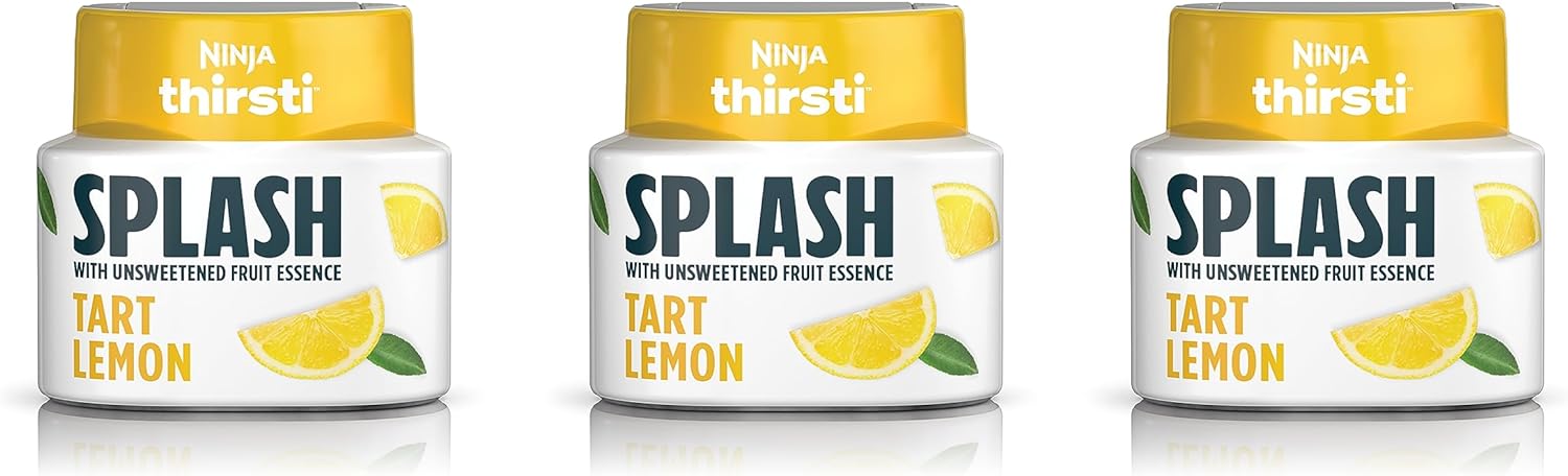 Ninja Thirsti Flavored Water Drops, SPLASH With Unsweetened Fruit Essence, Tart Lemon, 3 Pack, Zero Calories, Zero Sugar, Zero Sweeteners, 2.23 Fl Oz, Makes 20, 12oz Drinks, WCFLEMNAM