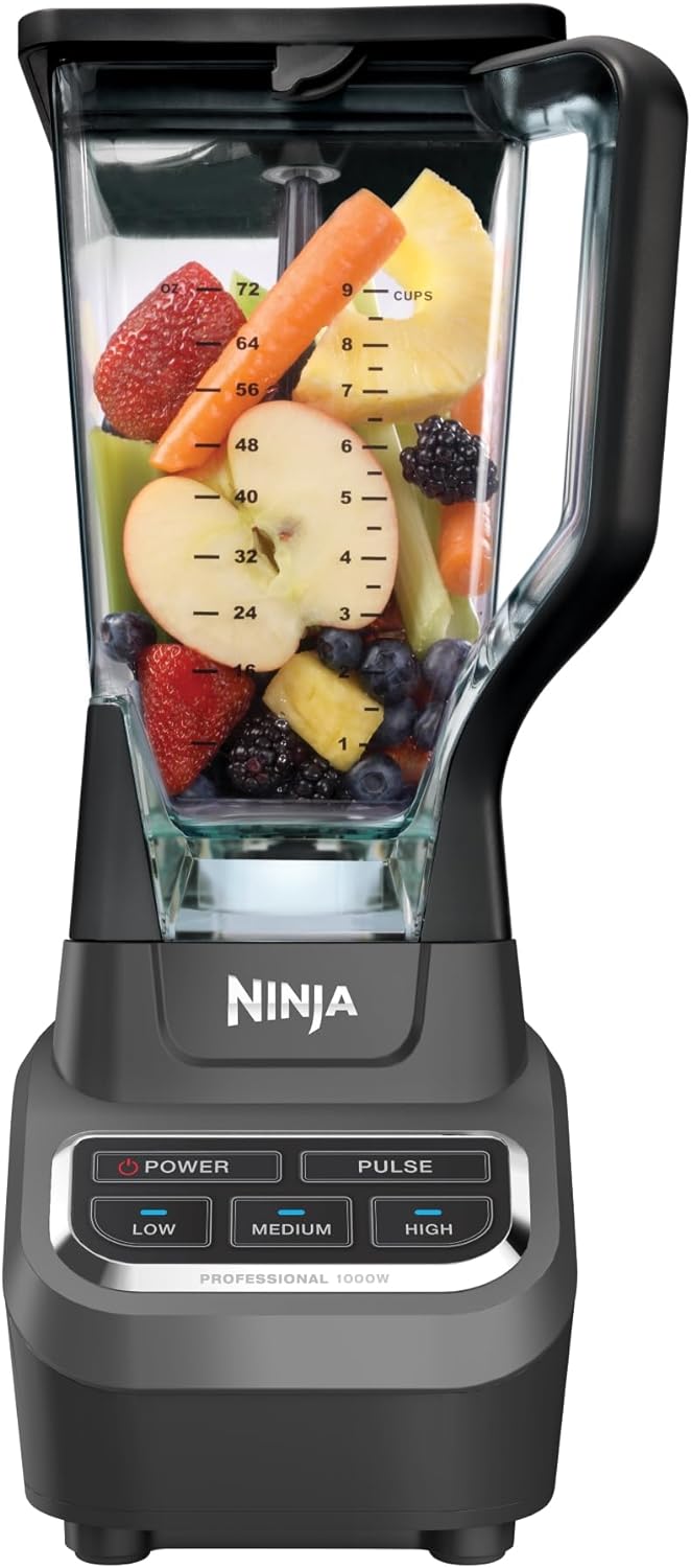 Ninja BL610 Professional 72 Oz Countertop Blender with 1000-Watt Base and Total Crushing Technology for Smoothies, Ice and Frozen Fruit, Black, 9.5 in L x 7.5 in W x 17 in H