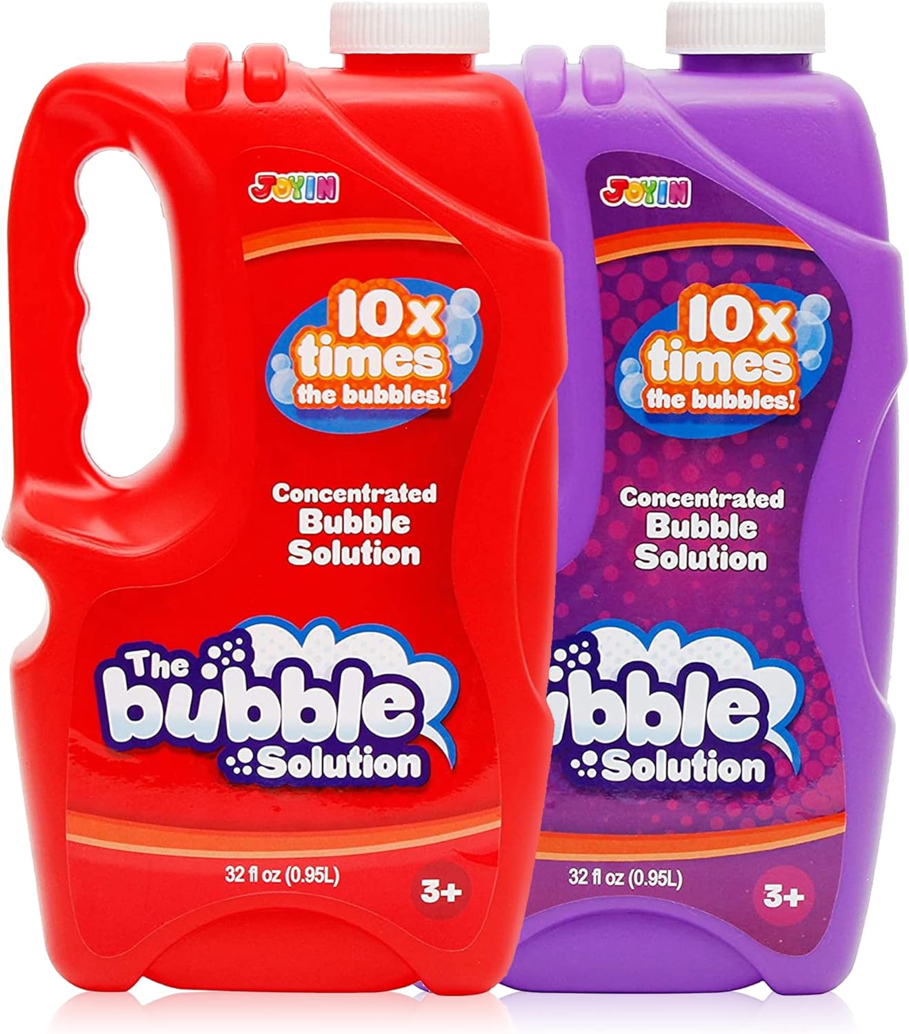 JOYIN 2 Bottles Bubbles Refill Solutions 64oz (up to 5 Gallon) Big Bubble Solution 64 OZ Concentrated Bubble Solution for Bubble Machine, Gun, Wand Refill Fluid Summer, Easter Toys (Red+Purple)