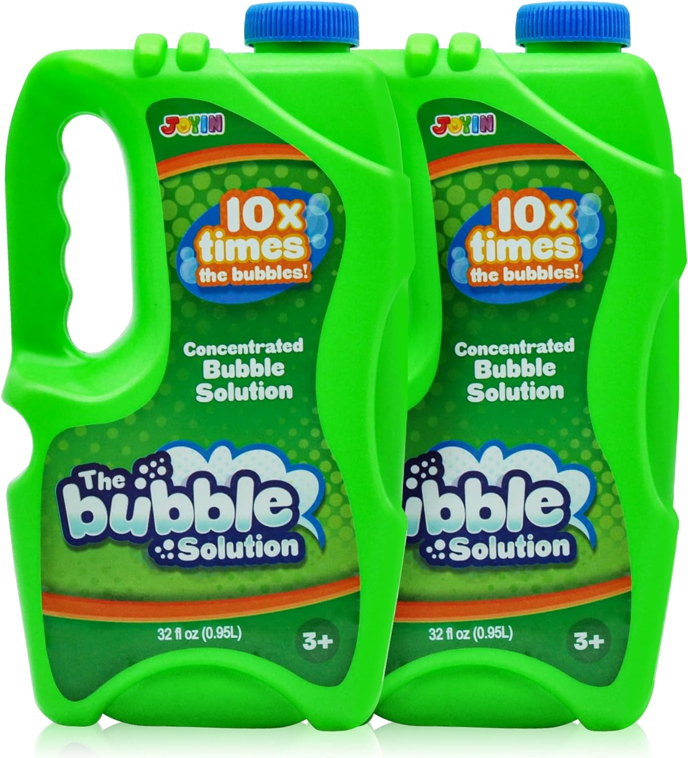 JOYIN 2 Bottles Bubbles Refill Solutions 64 oz (up to 5 Gallon) Concentrated for Bubble Machine, Gun, Wand Fluid Summer, Easter Toys (Green)