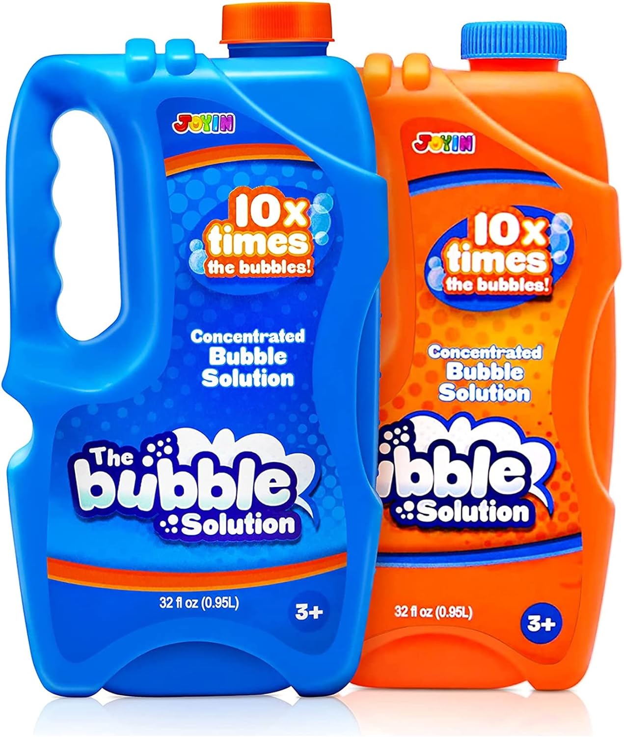 JOYIN 2 Bottles Bubbles Refill 64 oz (up to 5 Gallon) Big Bubble 64 OZ Concentrated Bubble Solution for Bubble Machine, Gun, Wand Refill Fluid Summer, Easter Toys(Orange+Blue)