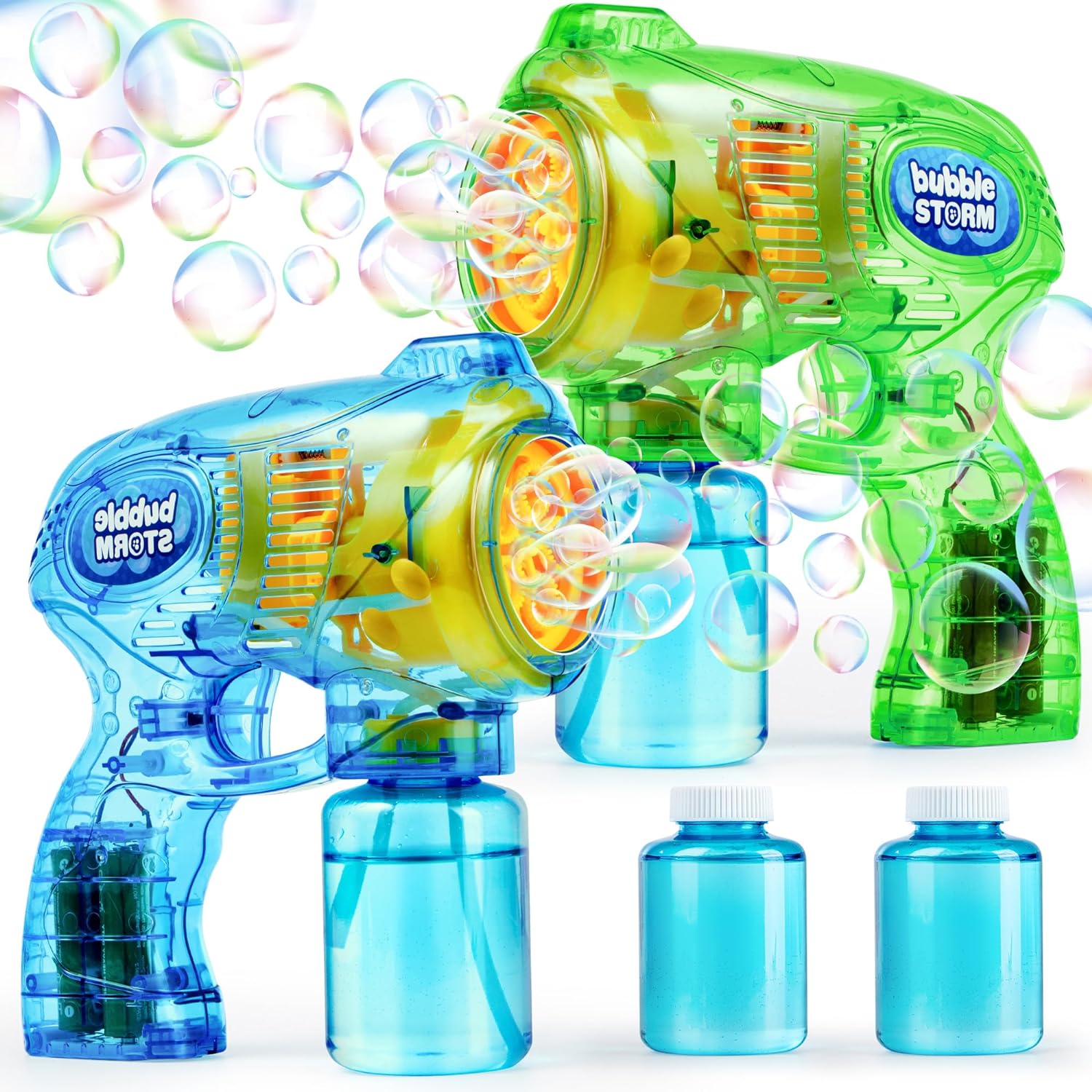 JOYIN 2 Bubble Guns Blaster Kit with 2 Bubble Solution for Kids, Automatic Bubble Maker Blower Machine, Bubble Blower for Bubble Party Favors, Birthday, Outdoor & Indoor Activity, Summer Toy