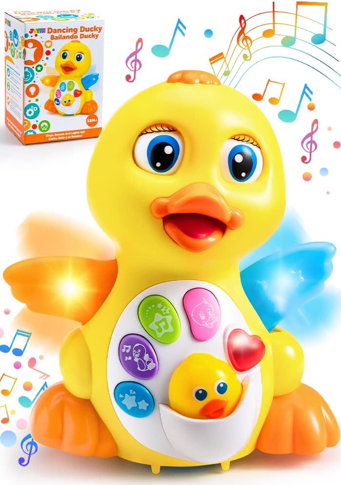 JOYINBabyToysDuck-InfantMusicalToys6 Months,DancingMovingTummyTimewithMusic&Lights,LightUpLearningToys,ActivityCenterforToddlers,EasterGifts