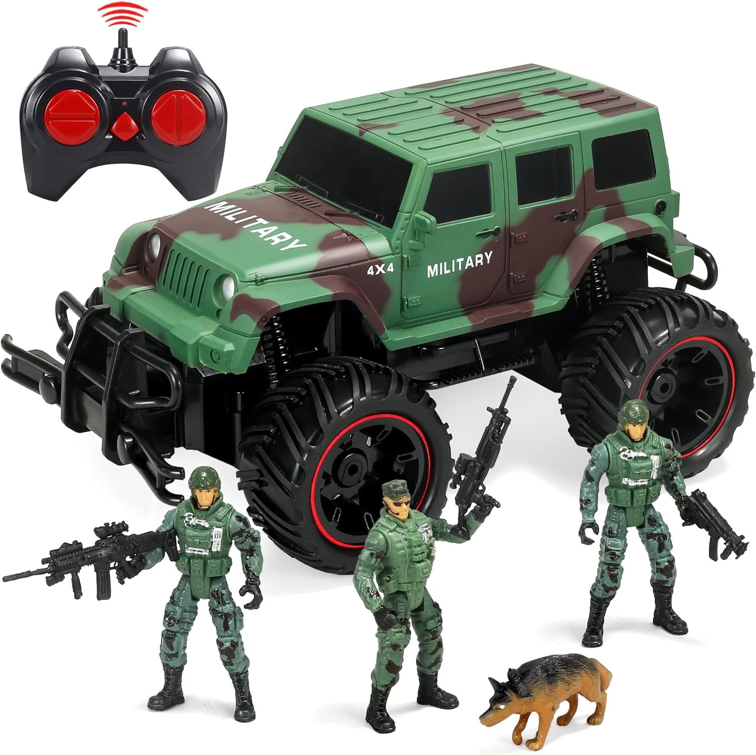 JOYIN Military Remote Control Vehicle Set with Army Action Figure, Off-Road RC Army Car Toys Gifts for Kids Boys Girls