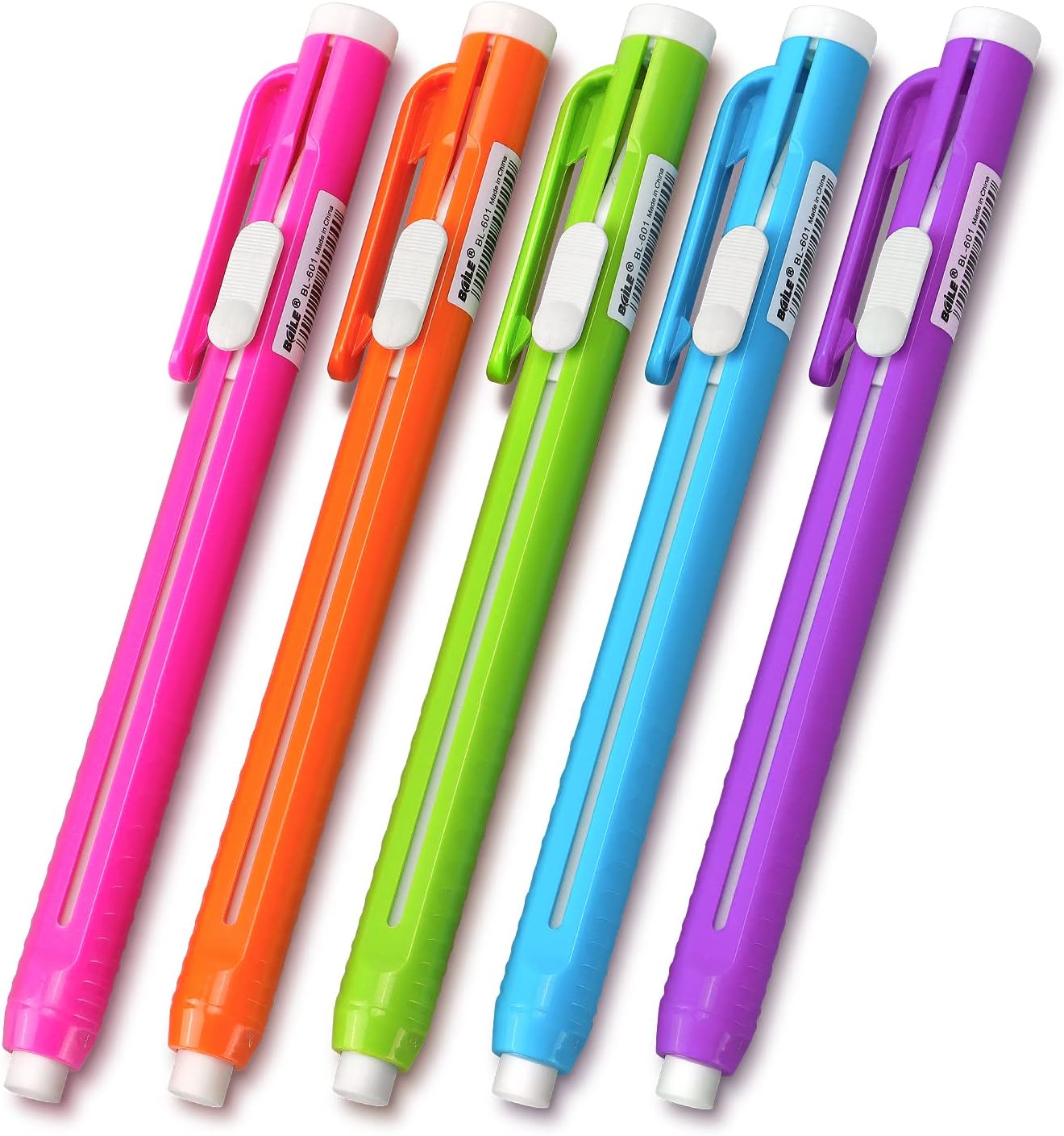 Retractable Mechanical Eraser Pen, Pen-Style Erasers Assorted Color, 5 Pack