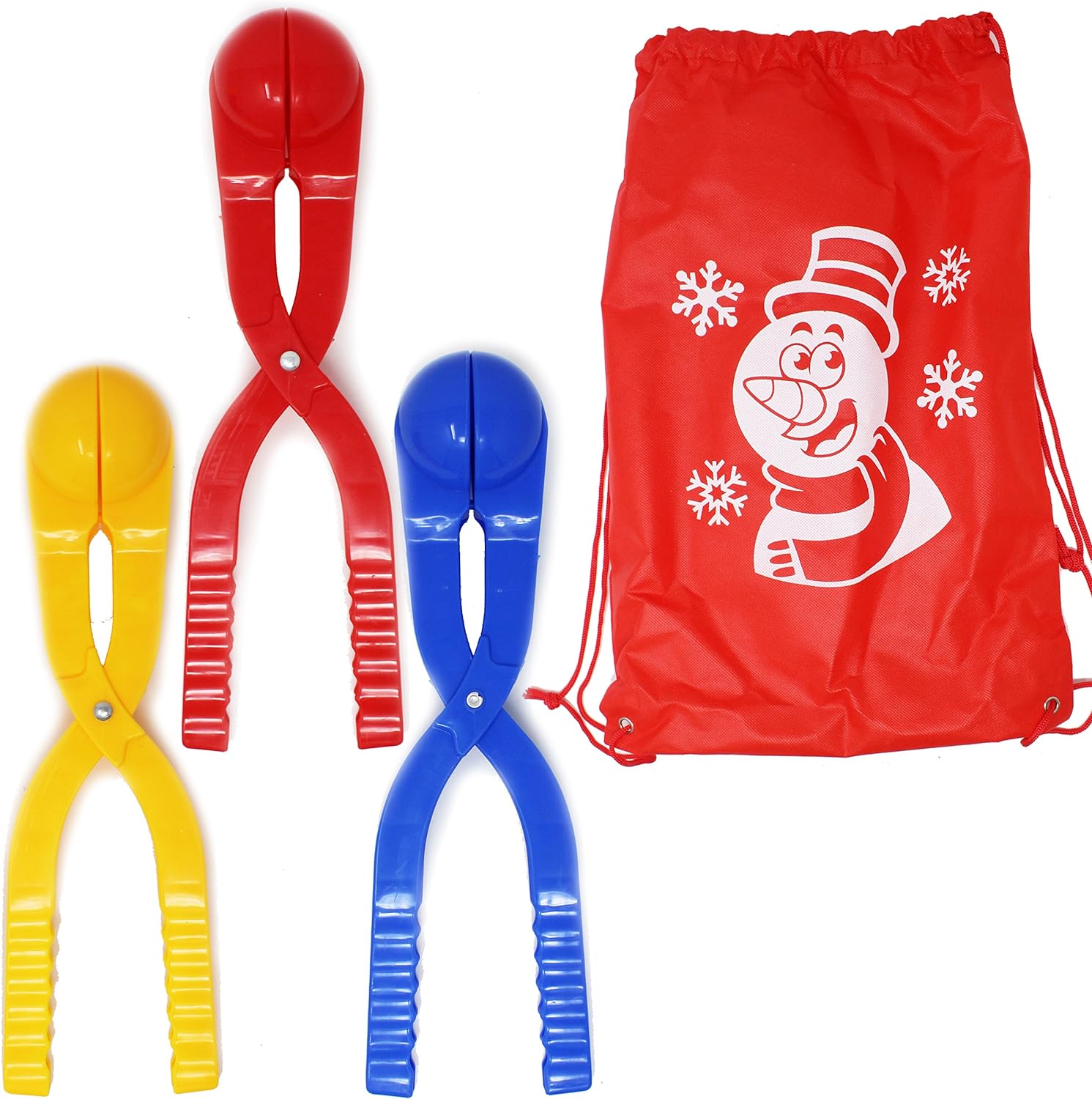 JOYIN Toy Snowball Maker Snow Toys for Kids Red Yellow & Blue with Bonus Tote Bag - 3 Pack