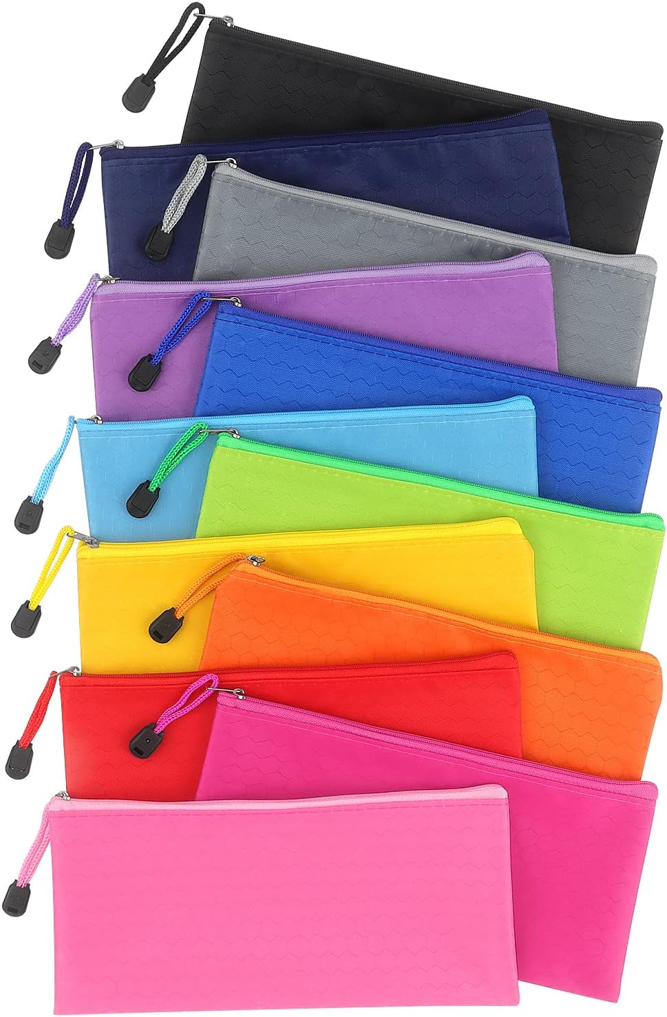 Tamaki 12 Pack Zipper Pencil Pouch Pencil Bags, Zipper Pencil Pouches Bulk, Waterproof Pencil Case, for Organizing Storage Office Supplies Bills Cosmetics Travel Accessories