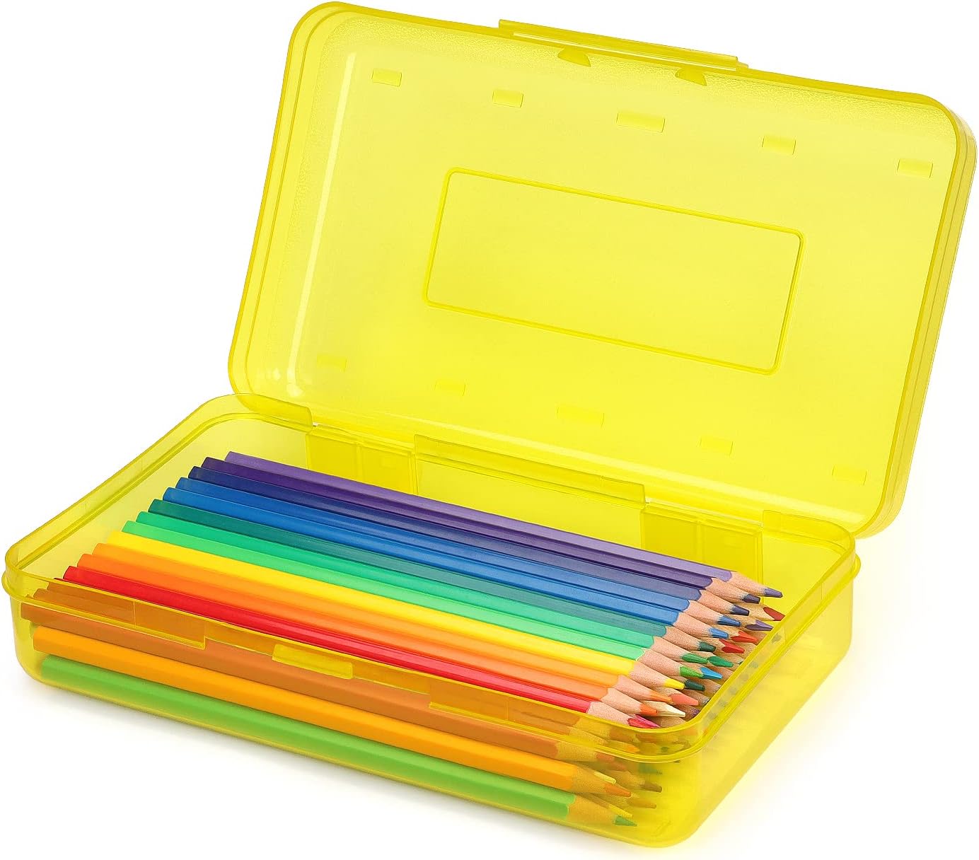 Tamaki 1 Pack Plastic Pencil Box Large Capacity Pencil Boxes Clear Boxes with Snap-tight Lid Stackable Design and Stylish Office Supplies Storage Organizer Box, Yellow