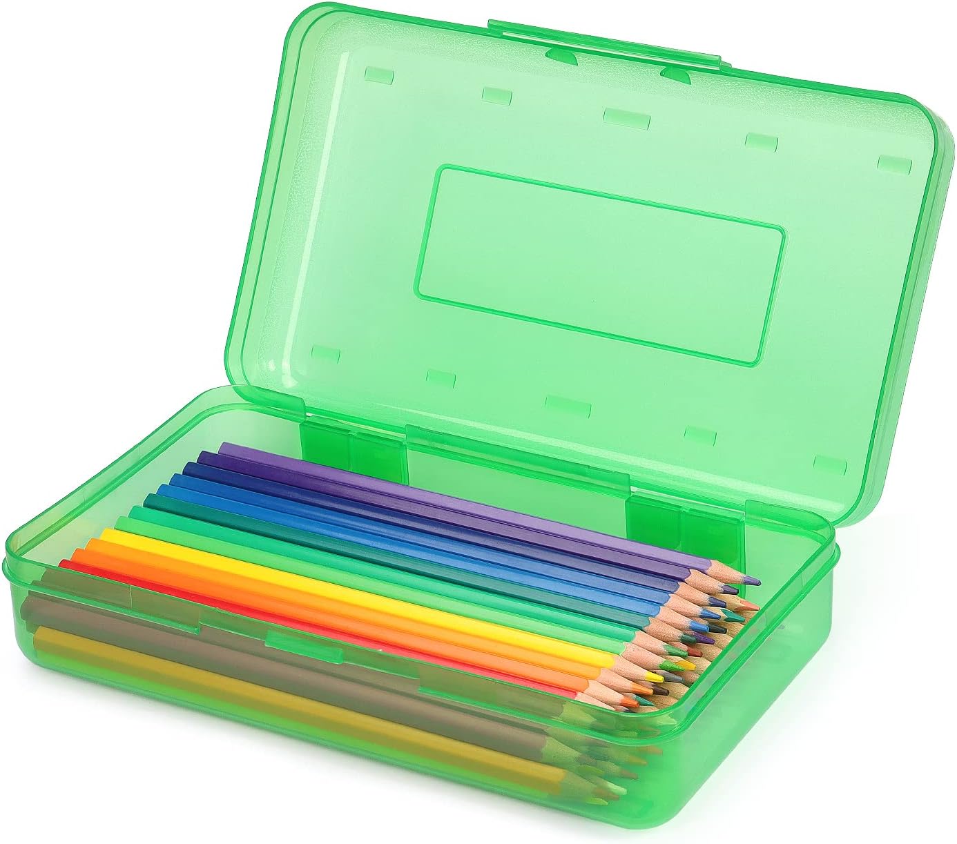 Tamaki 1 Pack Plastic Pencil Box Large Capacity Pencil Boxes Clear Boxes with Snap-tight Lid Stackable Design and Stylish Office Supplies Storage Organizer Box, Green