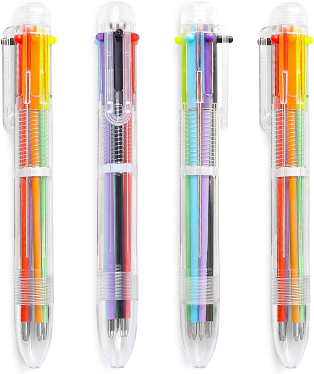 Hutou 4 Pack 0.5mm 6-in-1 Multicolor Ballpoint Pen 6 Colors Retractable Ballpoint Pens Kids Party Favors Pen