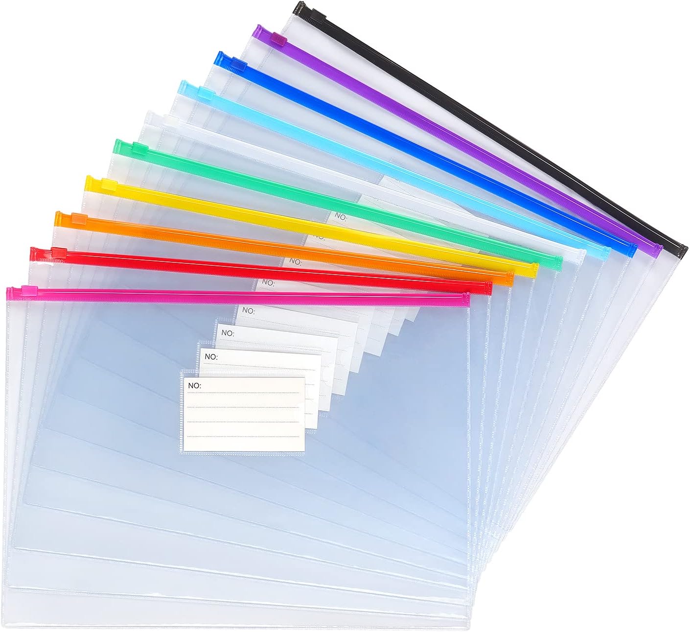 Tamaki 10 Pack Plastic Envelope Poly Zip Envelop Plastic Envelopes Files Zipper Folders, A4 Size, Letter Size, for School Office Supplies, 10 Color (13x9.5)