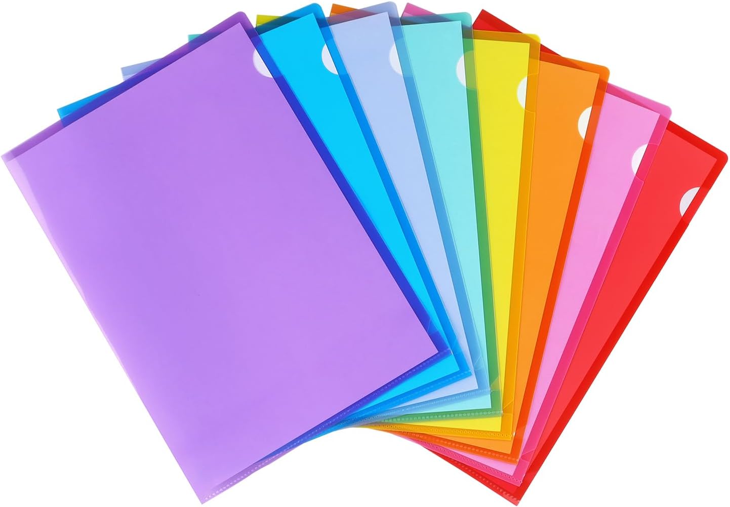 8 Pack Clear File Folders Plastic Project Pockets, Colored Project Sleeves, Plastic Paper Sleeves Folders for Letter Size and A4 for School and Office Supplies