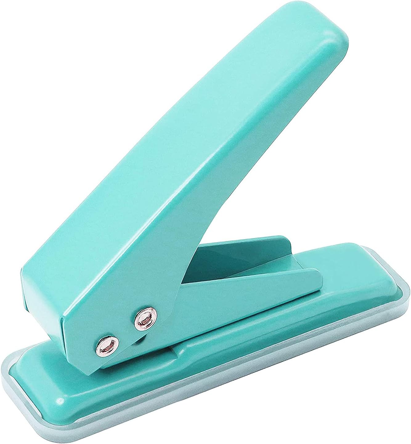 Single Handheld 1/4 Inches Hole Punch, 20 Sheet Paper Hole Punch Capacity Metal Hole Puncher with Skid-Resistant Base for Paper, Chipboard, Art Project, Green