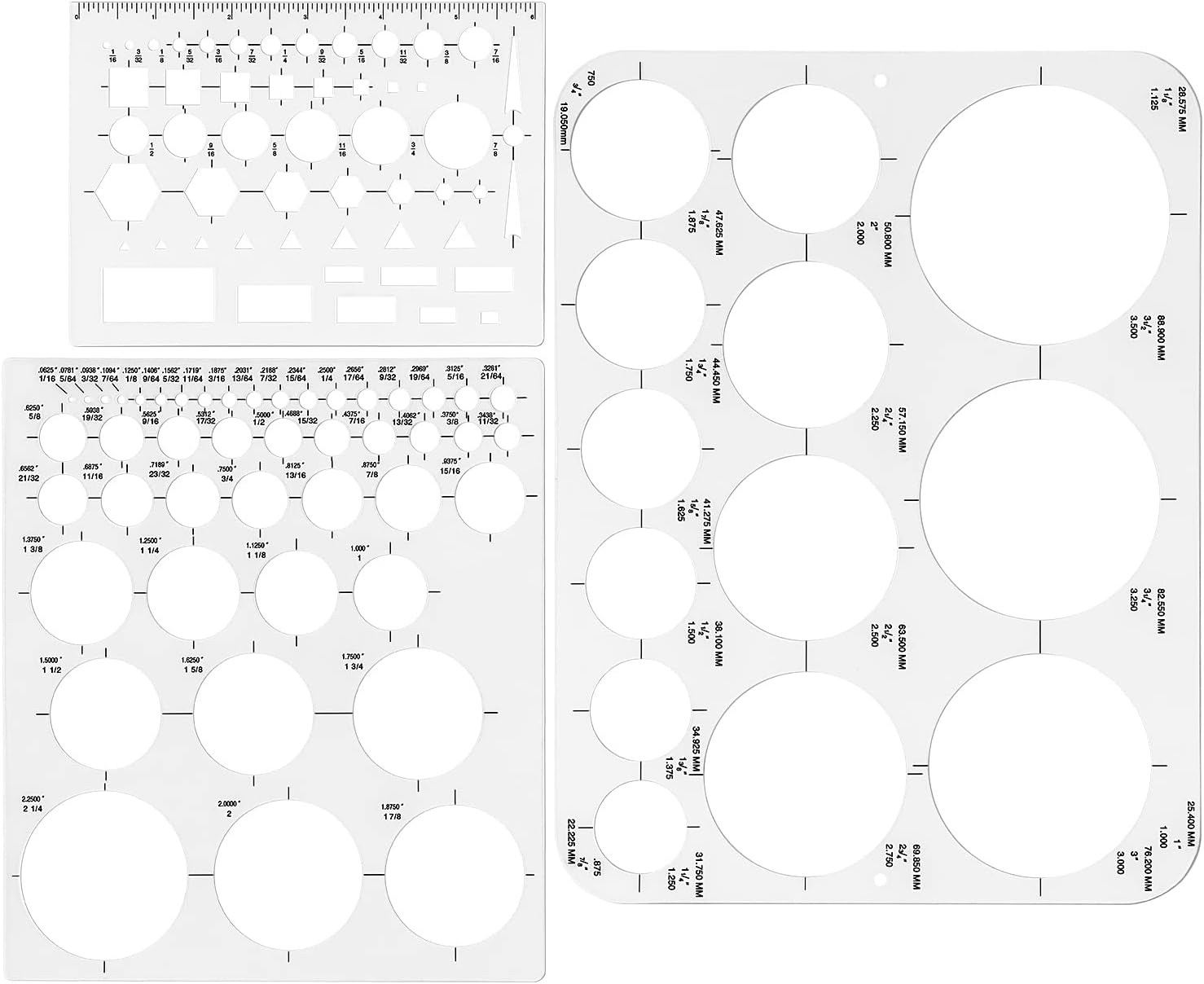 Tamaki Circle Template Circle Round Stencil Templates for Drafting for Office and School Building Formwork Drawings Templates, Large and Small Size, 3 Pack