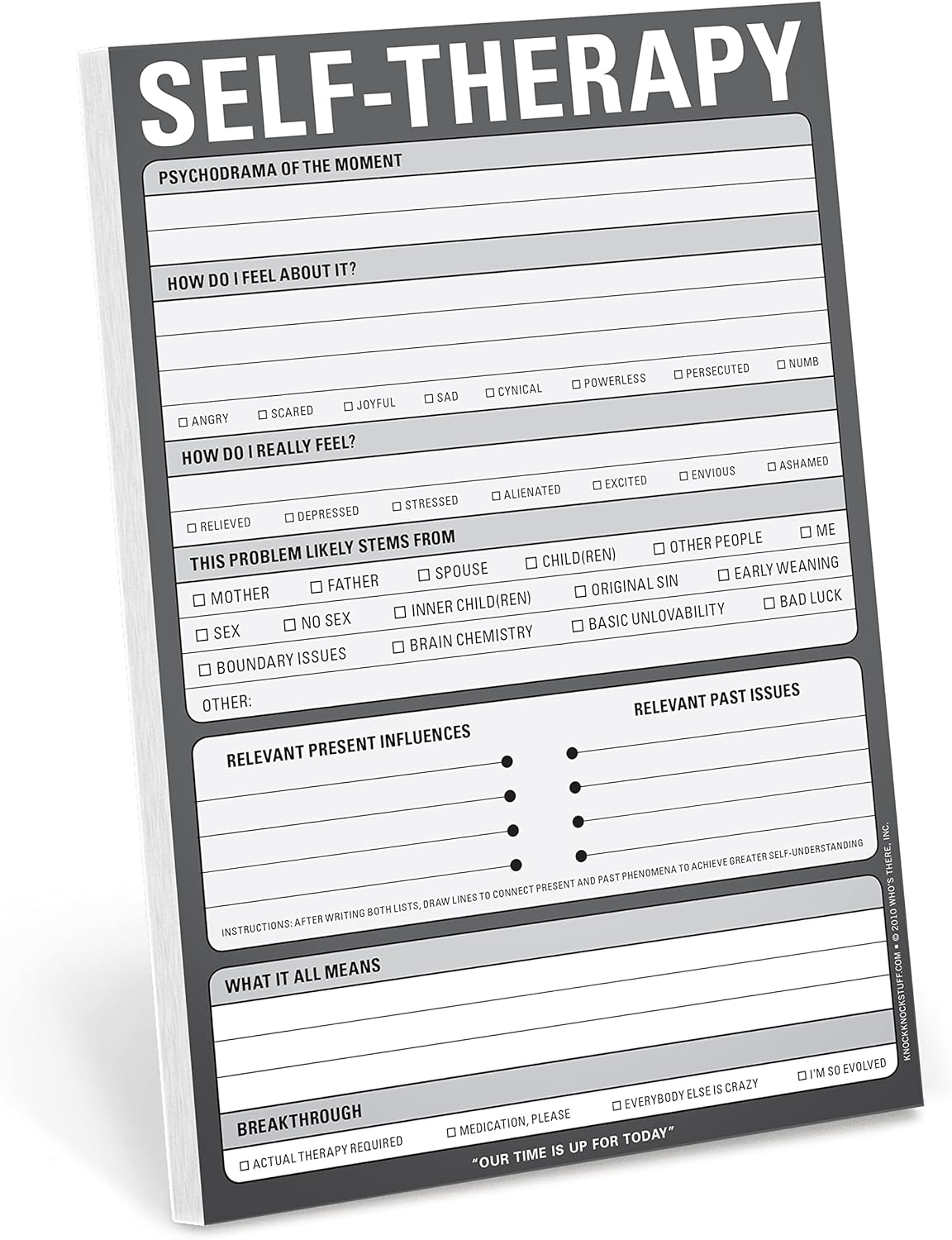 Knock Knock Self-Therapy , Checklist Note Pad for Step-by-Step Stress Relief (Gray), 6 x 9-inches