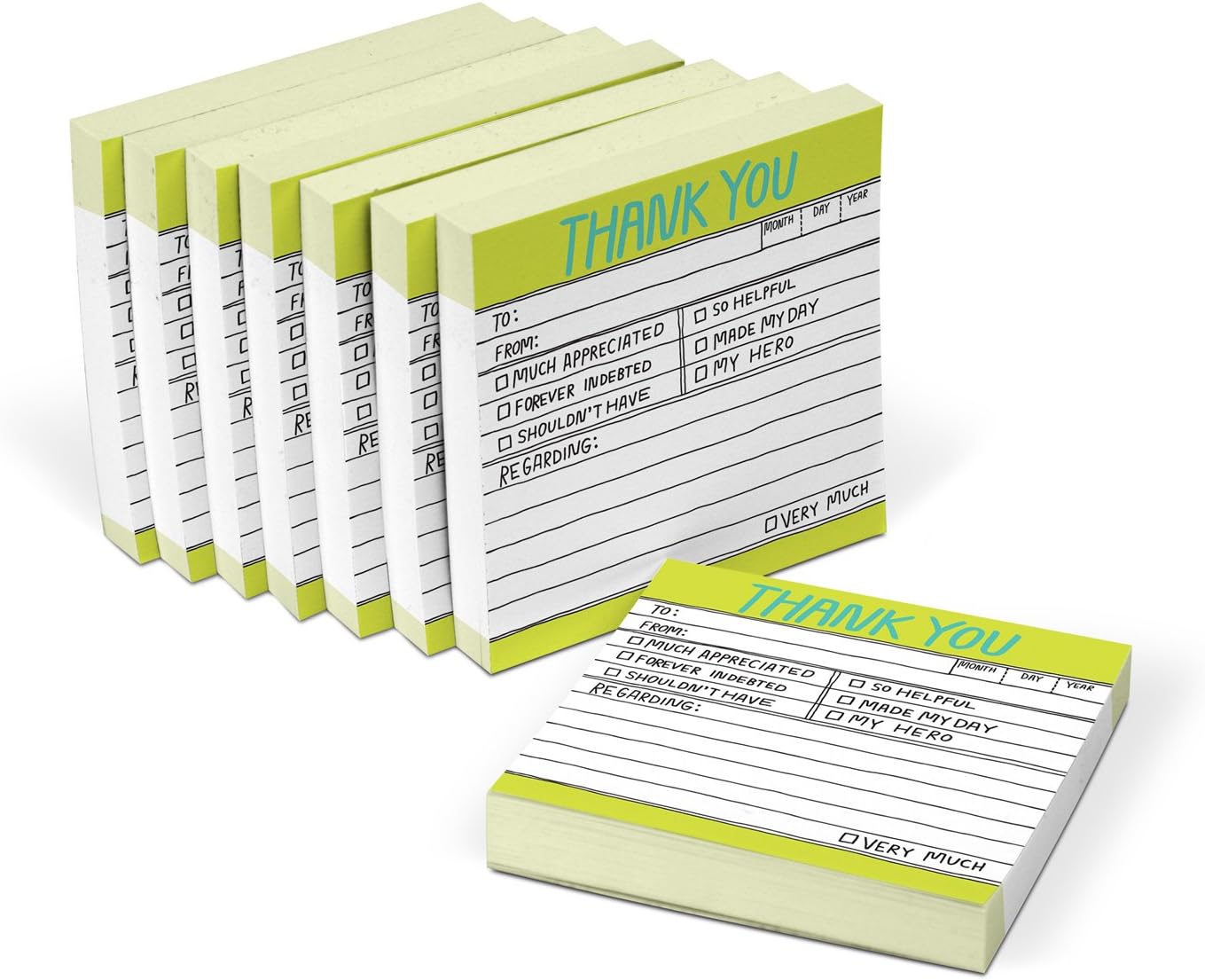 8-Pack Knock Knock Thank You Hand-Lettered Sticky Notes, Thank You Notes, 3 x 3-inches, 100 Sheets Each