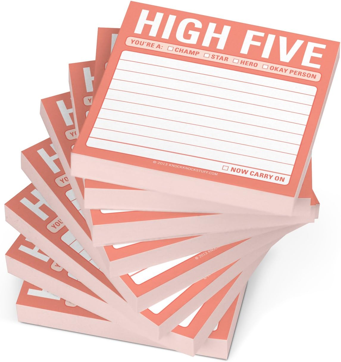 8-Pack Knock Knock High Five Sticky Notes, Memo Sticky Notes, 3 x 3-inches, 100 Sheets Each