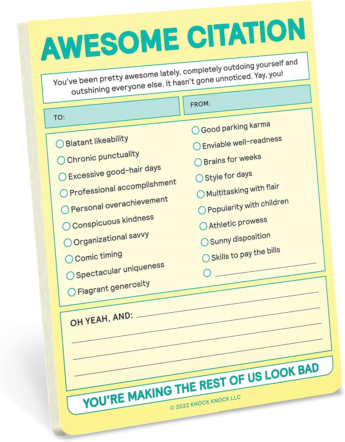 Knock Knock Awesome Citation Note Pad, Encouragement Checklist Nifty Notes (Pastel), 4 x 5.25-inches