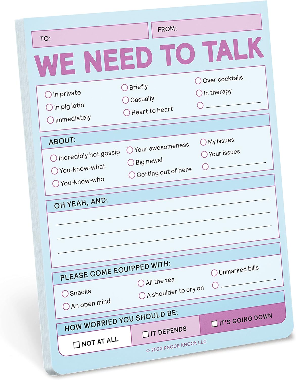 Knock Knock We Need To Talk Nifty Note (Pastel Version), Checklist Memo Pad, 4 x 5.25-inches