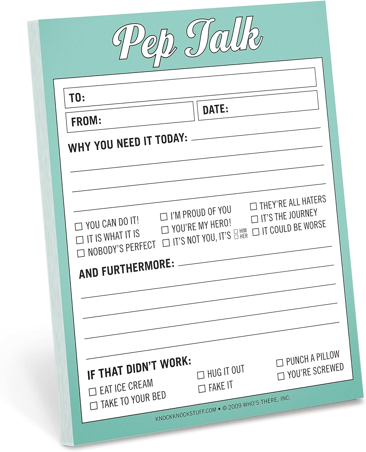 Knock Knock Pep Talk Nifty Note, Checklist Memo Pad, 4 x 5.25-inches