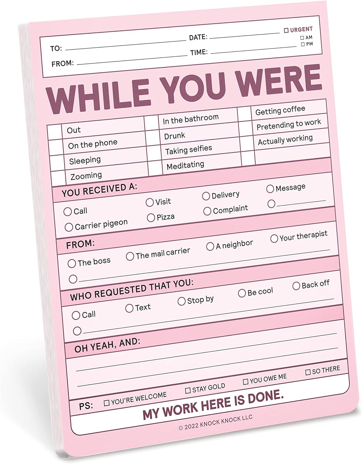 Knock Knock While You Were Memo Pad, Funny Office Notepads Nifty Notes (Pastel), 4 x 5.25-inches Nifty Note Pad