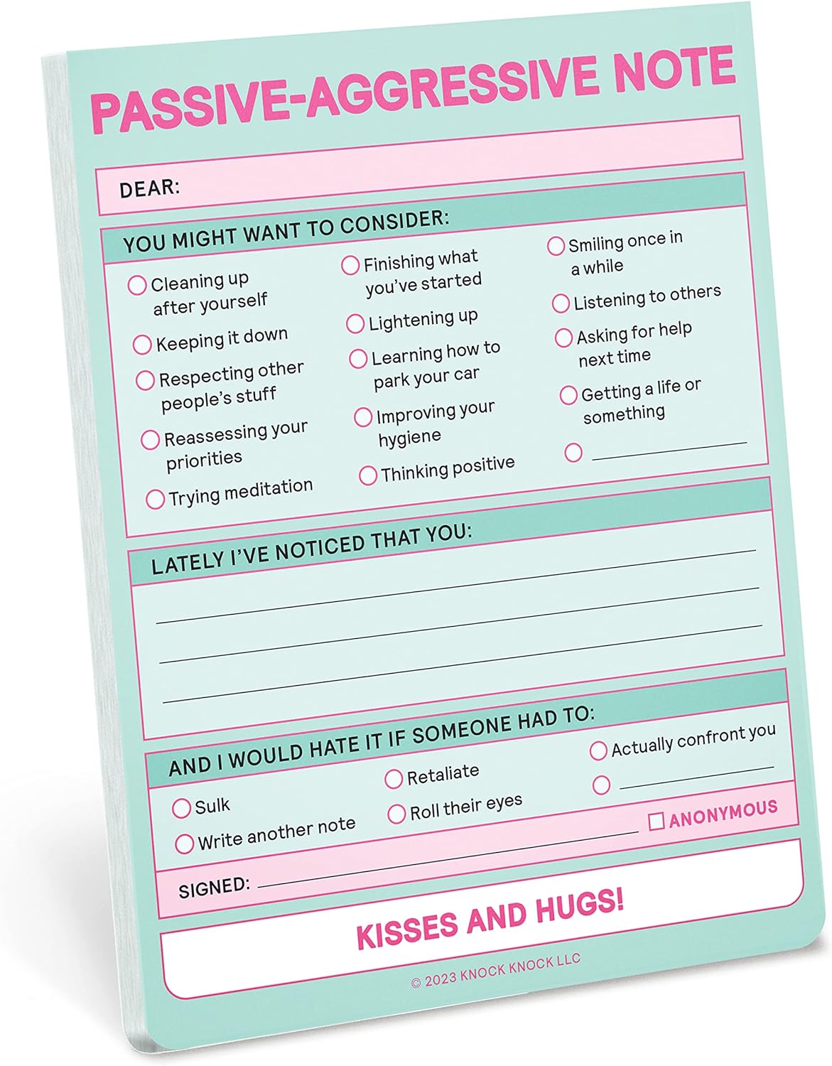 Knock Knock Passive-Aggressive Note, Nifty Note & Checklist Memo Pad (Pastel), 4 x 5.25-inches