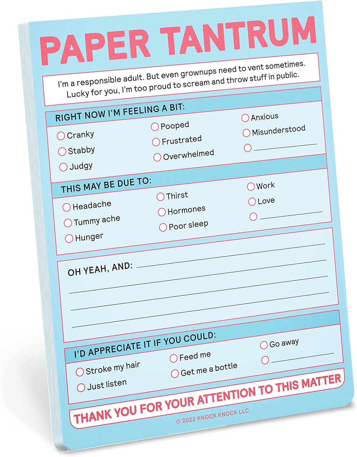 Knock Knock Paper Tantrum Note Pad, Funny Office Notepads & Checklist Nifty Notes (Pastel), 4 x 5.25-inches