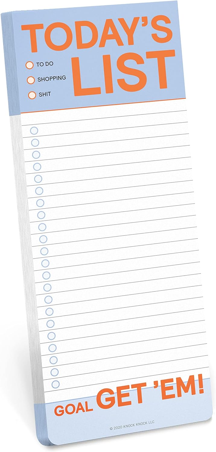 Knock Knock Today' List Make-a-List Pad - Daily Planner Pad & To Do Pads, 3.5 x 9-inches