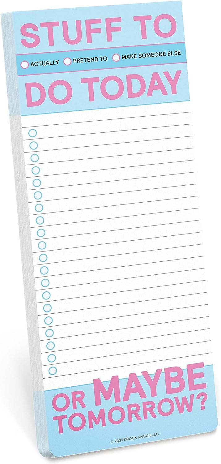 Knock Knock Stuff to Do Today Make-a-List Pad - Daily Planner Pad & To Do Pads, 3.5 x 9-inches