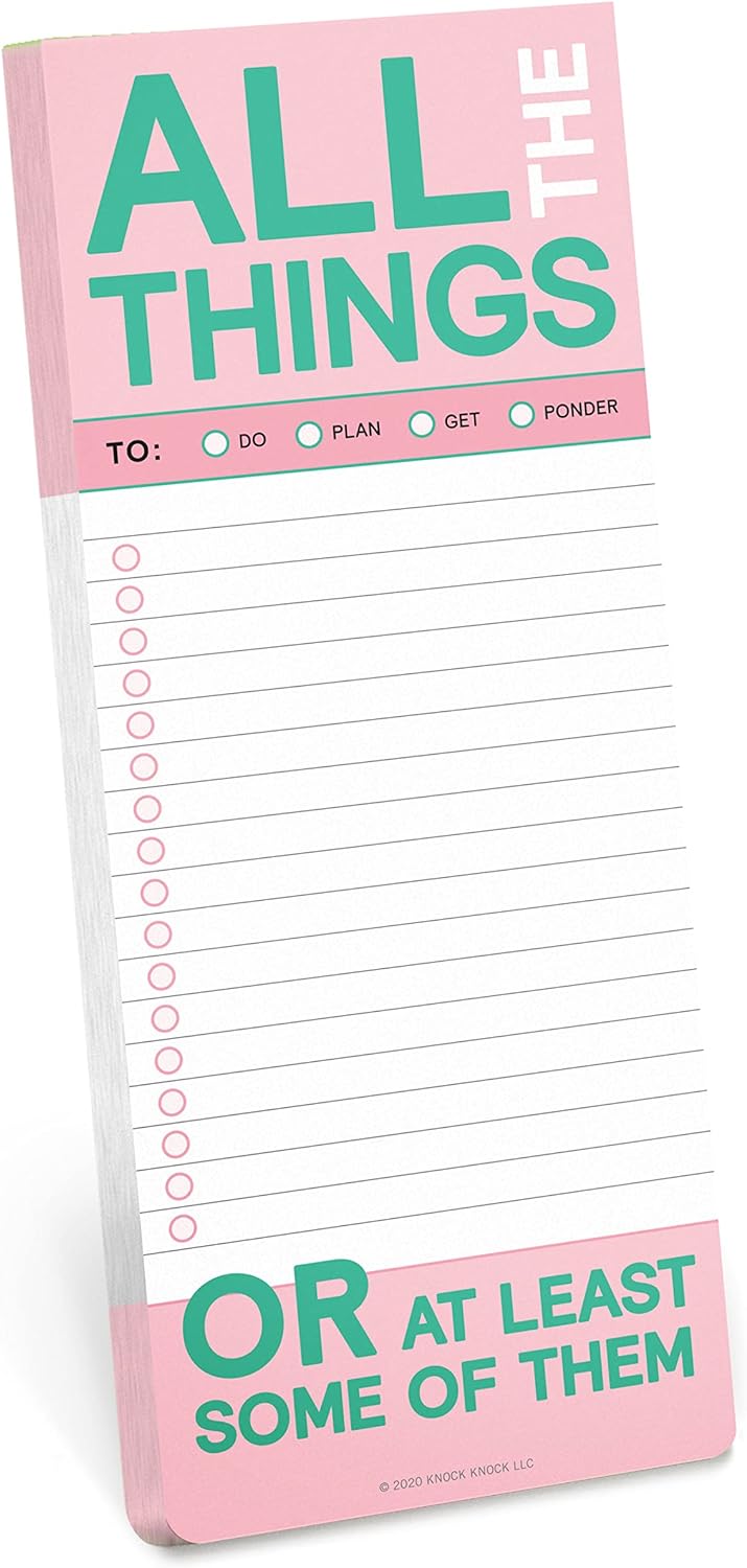 Knock Knock All The Things Make-a-List Pad - Shopping List Pad & To Do Pads, 3.5 x 9-inches