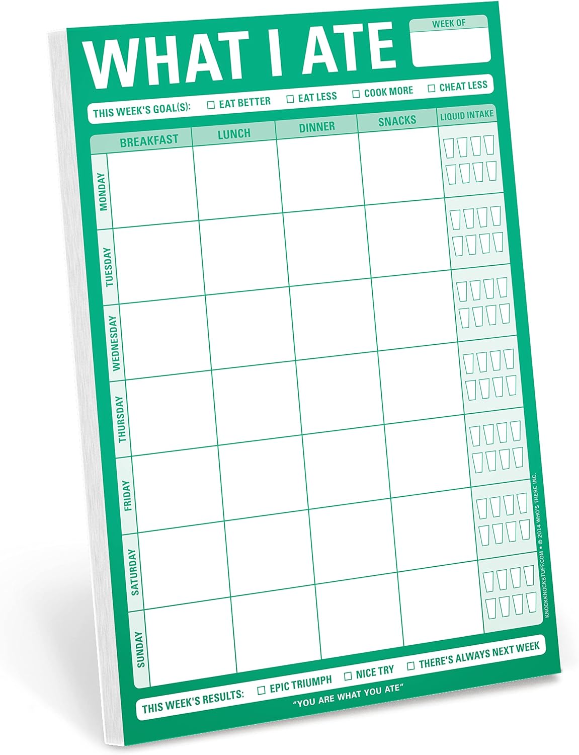 Knock Knock Magnetic What I Ate Pad, Meal Tracker Note Pad With Magnet, 6 x 9-inches