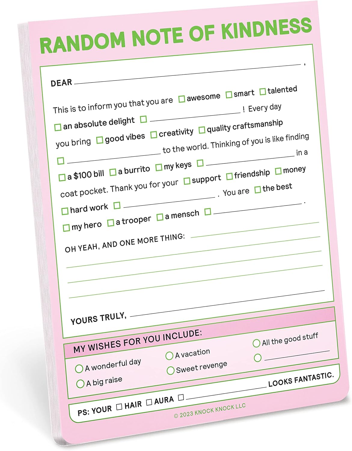 Knock Knock Random Note of Kindness Nifty Note (Pastel Version), Checklist Memo Pad, 4 x 5.25-inches