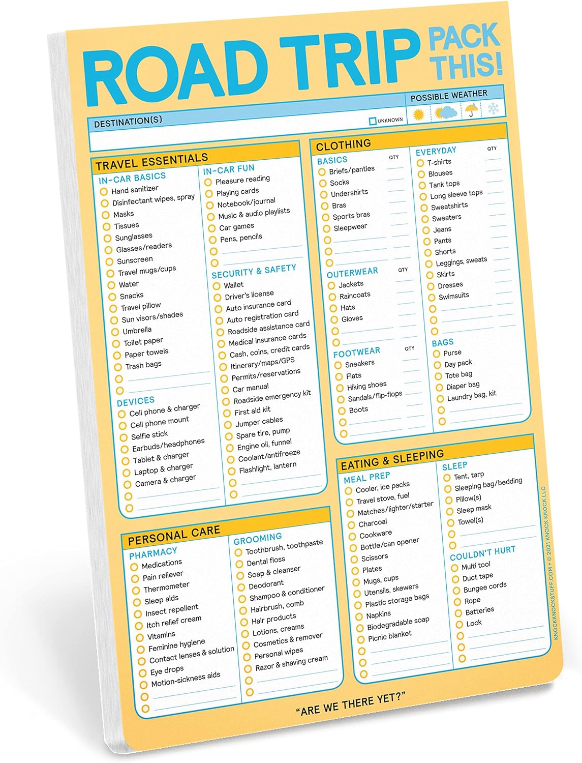 Knock Knock Roadtrip Pack This! Pad - Road Trip Packing List Pad, Trip Essentials Checklist, 6 x 9-inches