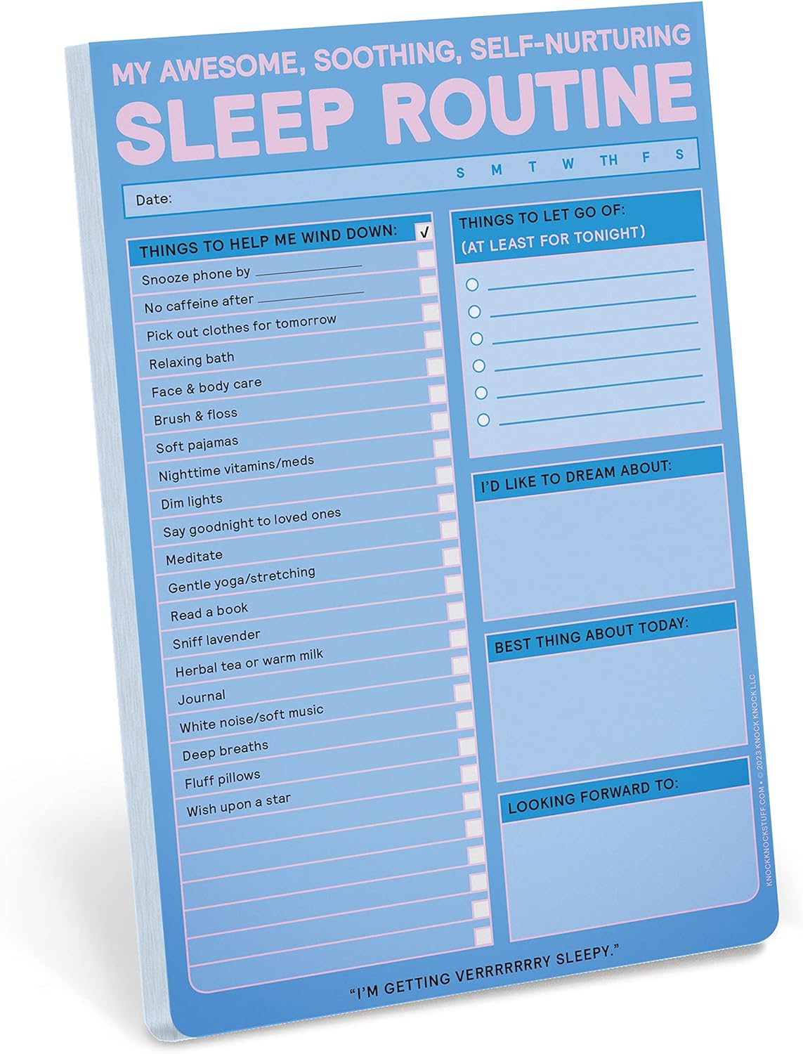 Knock Knock Sleep Routine Pad: My Awesome, Soothing, Self-Nurturing Sleep Tracker & Sleep Checklist, 6 x 9-inches