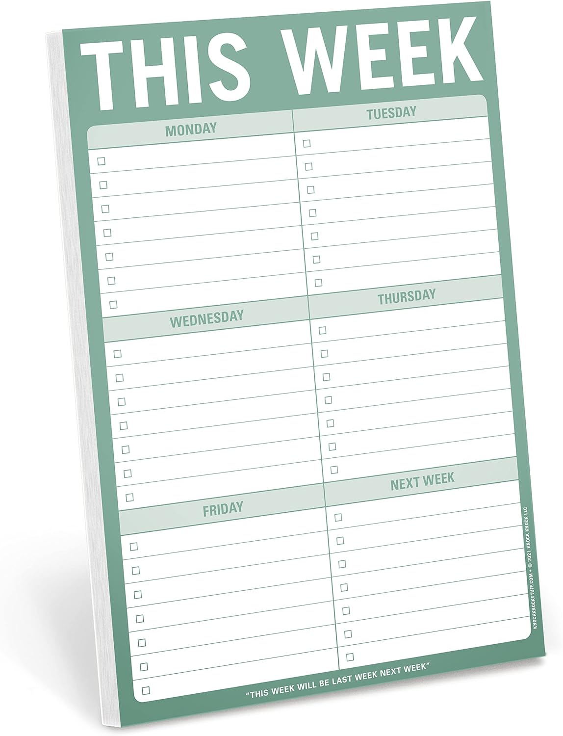 Knock Knock This Week Pad, To Do List Notepad & Weekly Agenda Planning Pad (Sage Green), 6 x 9-inches