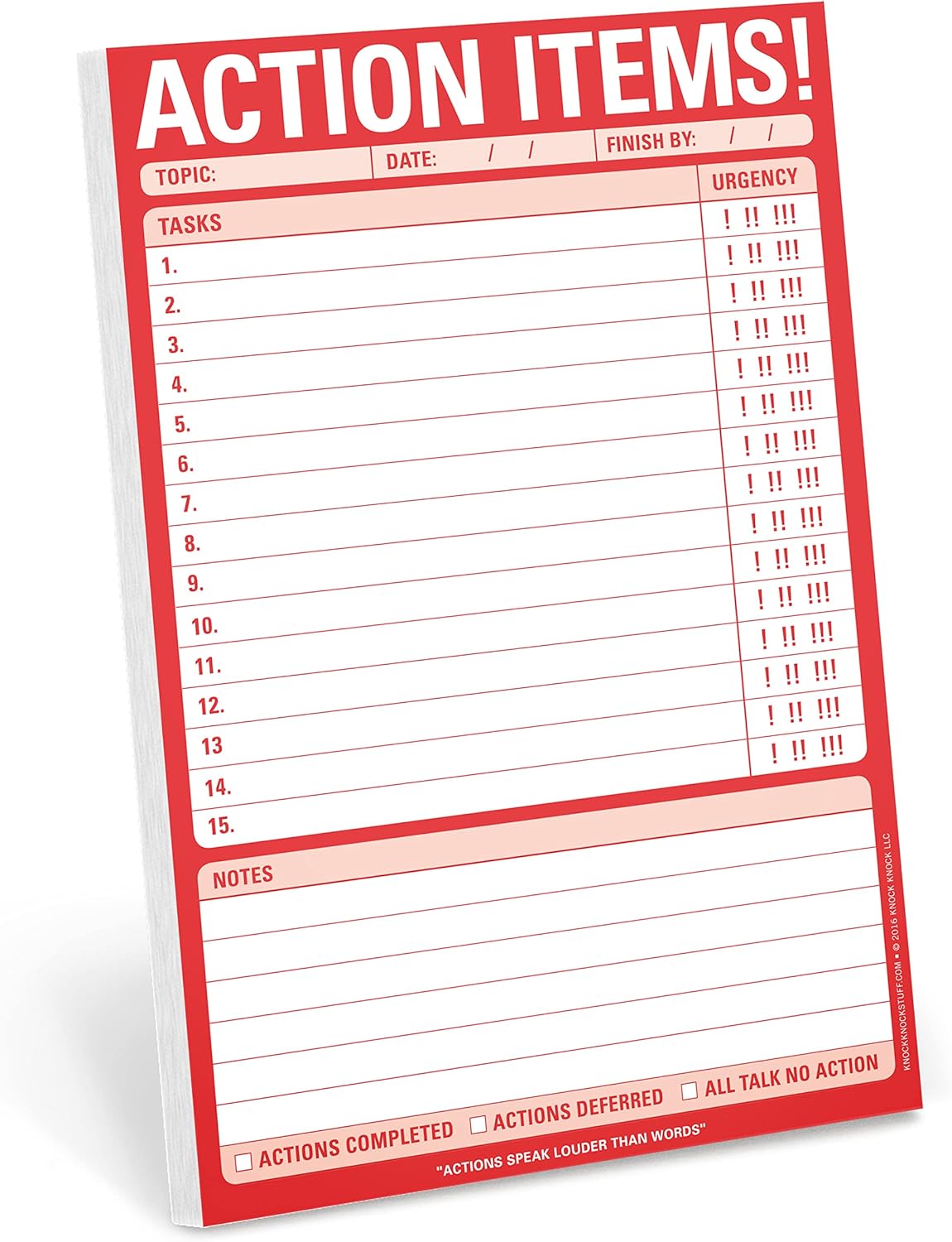 Knock Knock Action Items! Pad, To Do List Note Pad, 6 x 9-inches