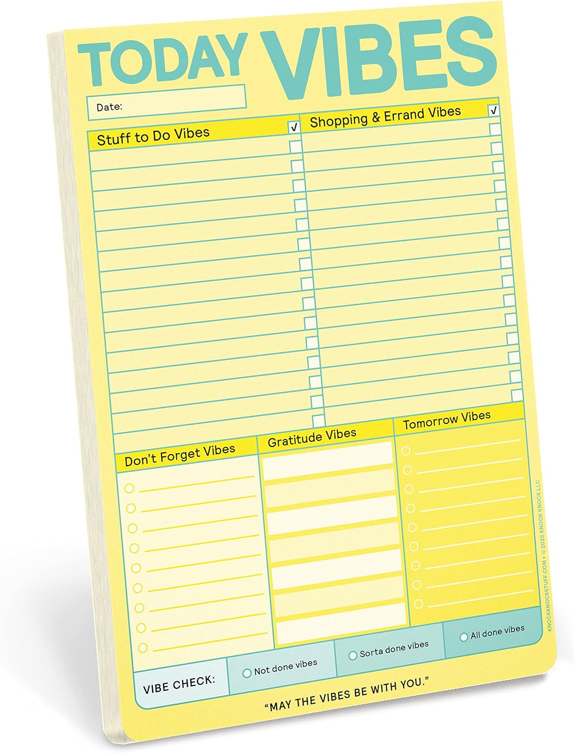 Knock Knock It' a Vibe Pad, To Do Pad, Shopping and Errands List Pad, 6 x 9-inches