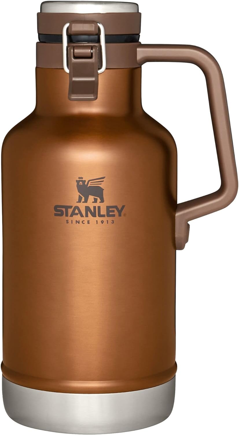 Stanley Classic Easy-Pour Growler 64oz, Insulated Growler Keeps Beer Cold & Carbonated Made with Stainless Steel Interior, Durable Exterior Coating & Leak-Proof Lid, Easy to Carry Handle