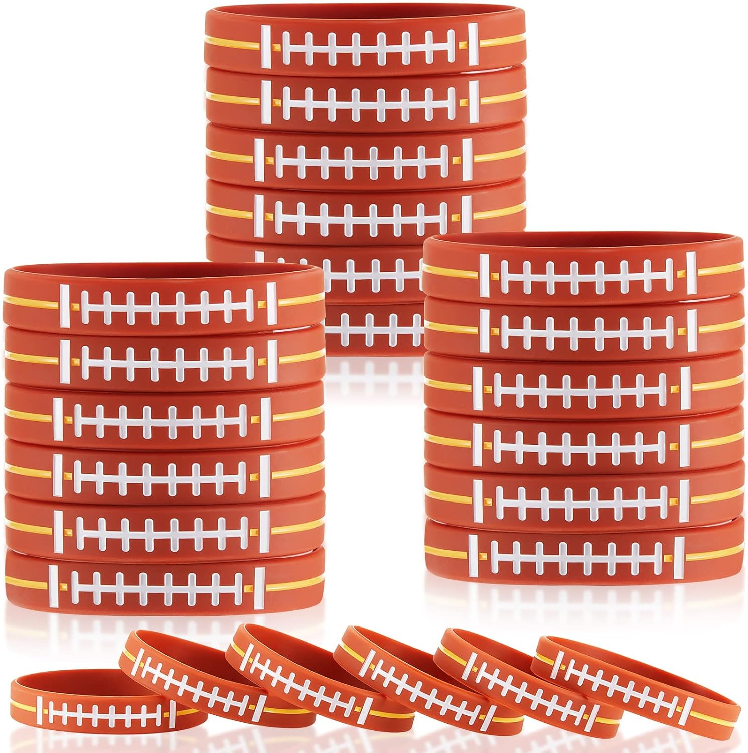 Football Party Favors Football Bracelets Silicone Stretch Football Themed Party Supplies Birthday Rubber Wristbands Bracelets Soft Rubber Ball Bracelets for Boys Kids Adults Party Supplies