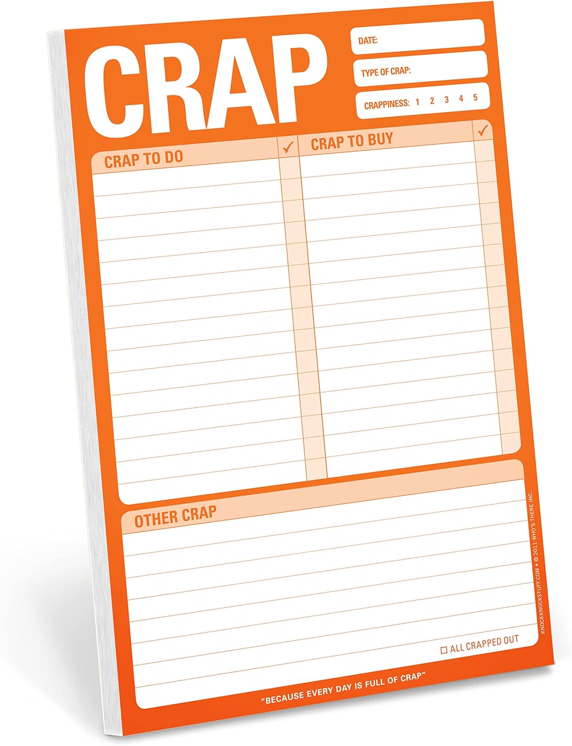 Knock Knock Crap Pad, To Do List Note Pad, 6 x 9-inches