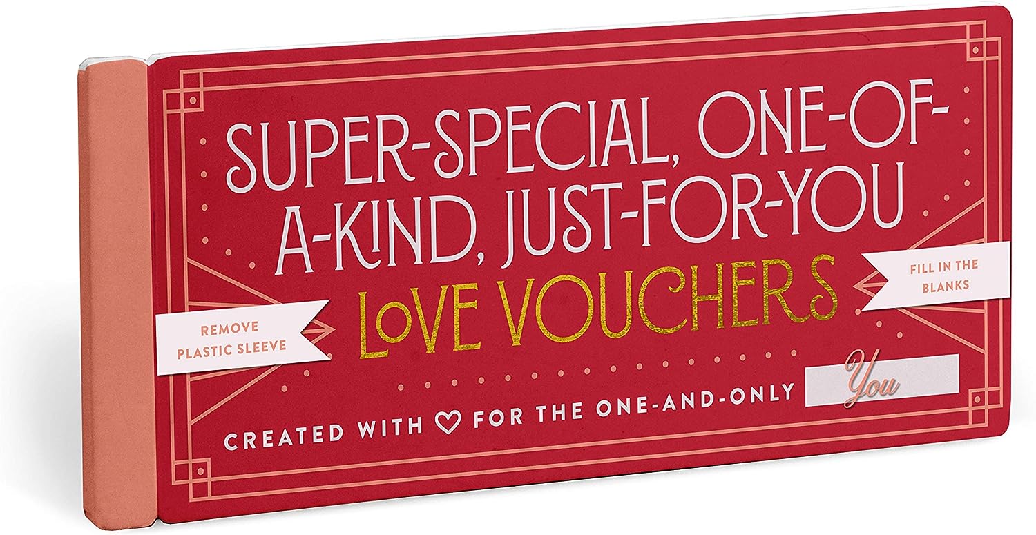 Knock Knock Fill in the Love Love Vouchers, Book of 15 Unique Perforated Coupons, 7.5 x 3.25-inches