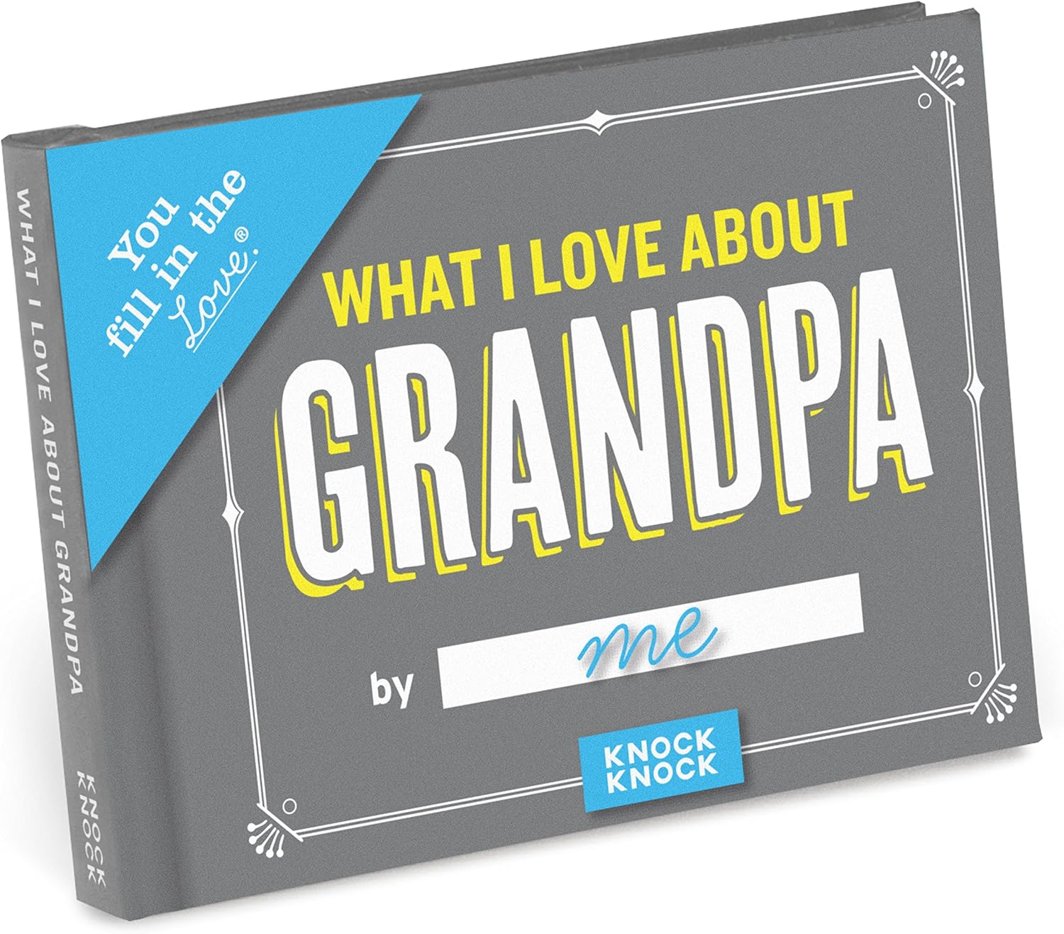 Knock Knock What I Love about Grandpa Fill in the Love Book Fill-in-the-Blank Gift Journal, 4.5 x 3.25-inches,Grey/Grandpa