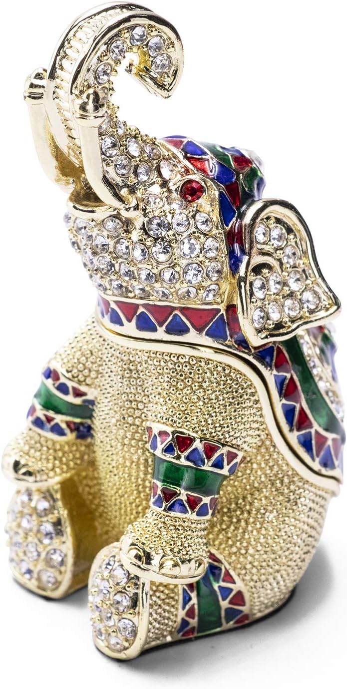 Laraine Jewelry Trinket Box Decorative Vintage Style Jewelry Organizer for Women Rhinestones Jewelry Storage Home Decor Unique Gift (Elephant)