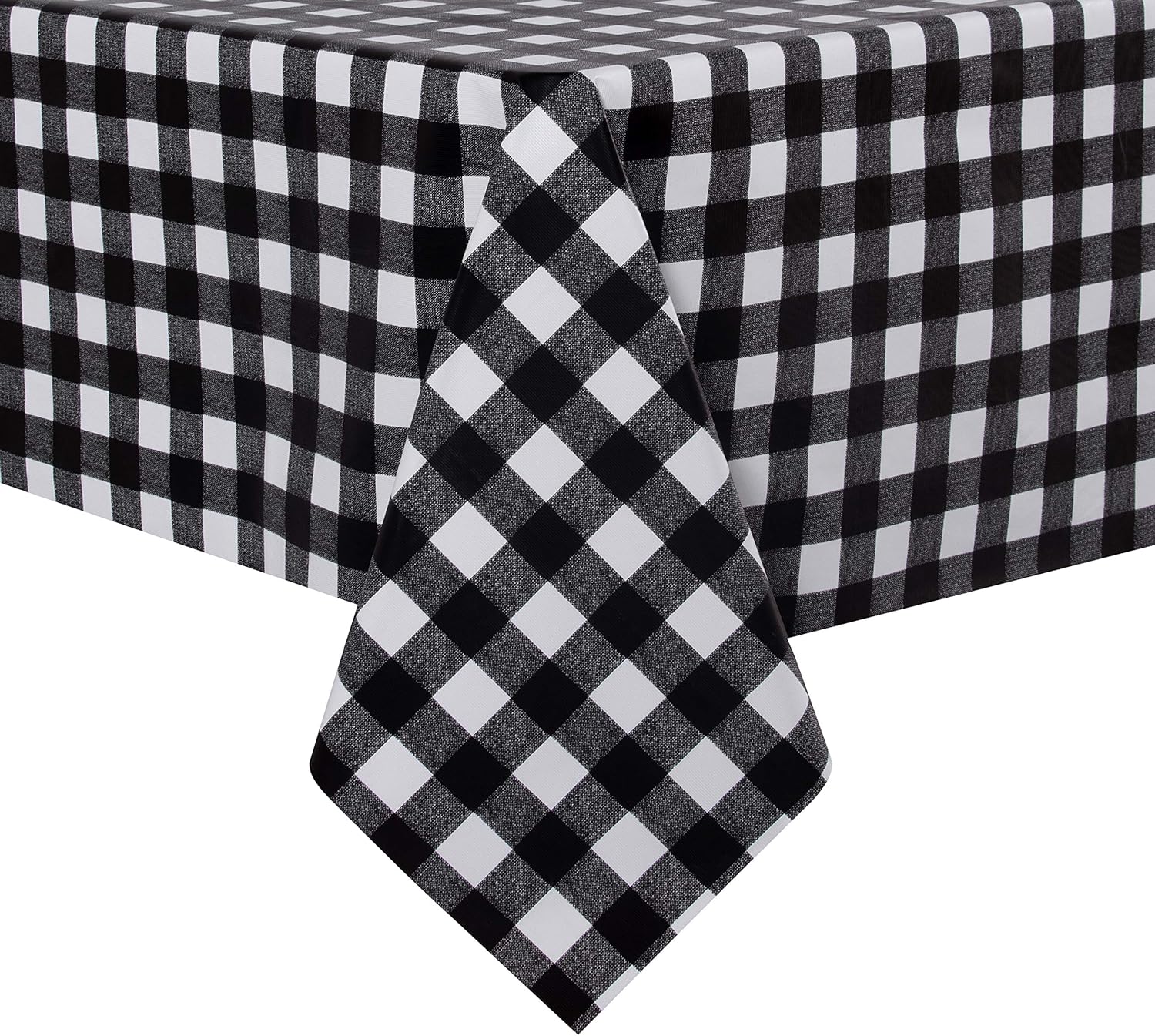 sancua Checkered Vinyl Rectangle Tablecloth - 54 x 78 Inch - 100% Waterproof Oil Proof Spill Proof PVC Table Cloth, Wipe Clean Table Cover for Dining Table Buffet Parties, Black and White