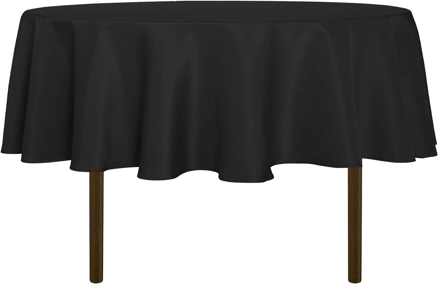 sancua Round Tablecloth - 60 Inch - Water Resistant Spill Proof Washable Polyester Table Cloth Decorative Fabric Table Cover for Dining Table, Buffet Parties and Camping, Black