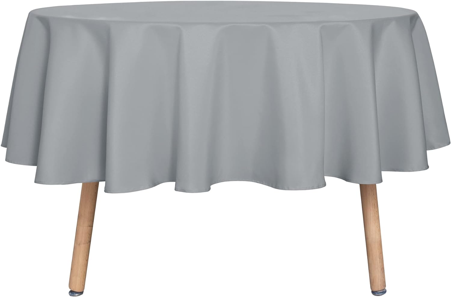 sancua Round Tablecloth - 60 Inch - Water Resistant Spill Proof Washable Polyester Table Cloth Decorative Fabric Table Cover for Dining Table, Buffet Parties and Camping, Silver Grey